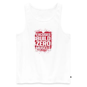 Ausreden ergeben keine Muskeln - Männer Premium Bio Tank Top - Weiß - Vorne - Michal (187cm)
