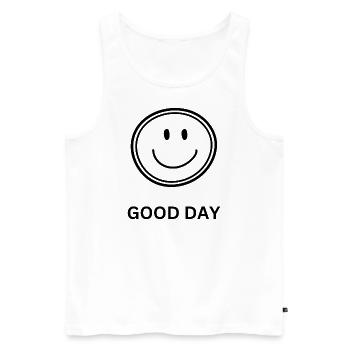 Good Day - Men's Premium Organic Tank Top - white - Front - AI Model Male 178 light (178cm)