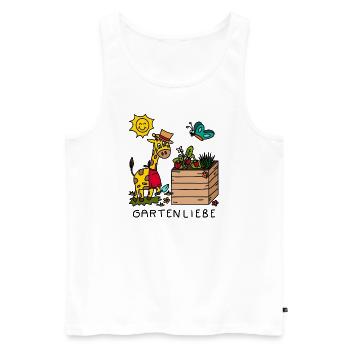 Gartenliebe: Giraffe pflegt Erdbeerpflanzen - Männer Premium Bio Tank Top - Weiß - Vorne - Michal (187cm)