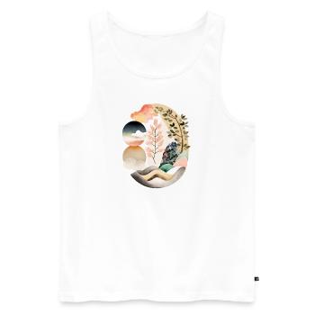 Japandi egg, rundes Design im japandi Style - Männer Premium Bio Tank Top - Weiß - Vorne - AI Model Male 178 light (178cm)