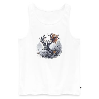 Cerf majestueux - Débardeur bio Premium Homme - blanc - Devant - Michal (187cm)