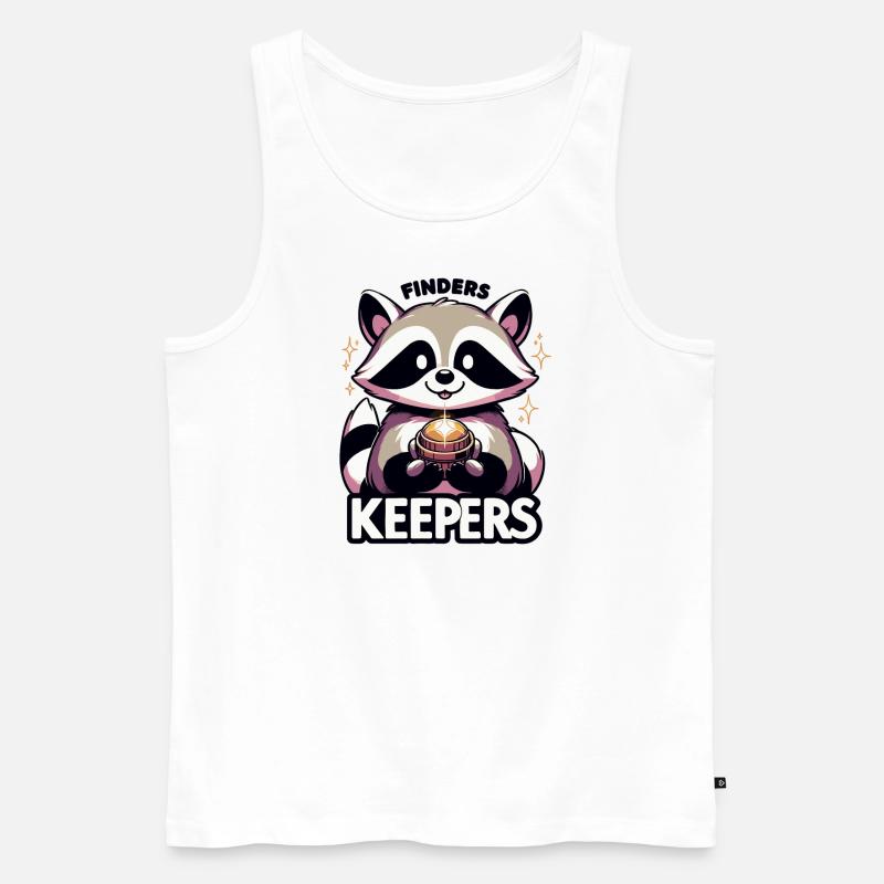 Frecher Waschbär mit glänzendem Objekt - Männer Premium Bio Tank Top - Weiß
