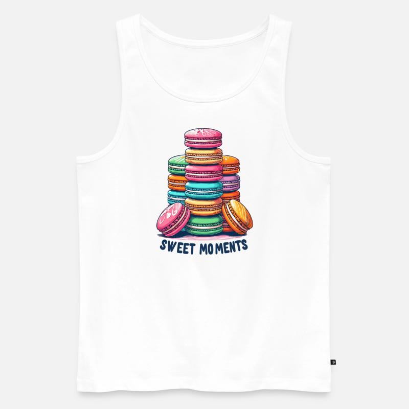 Stapel bunter Macarons - Männer Premium Bio Tank Top - Weiß