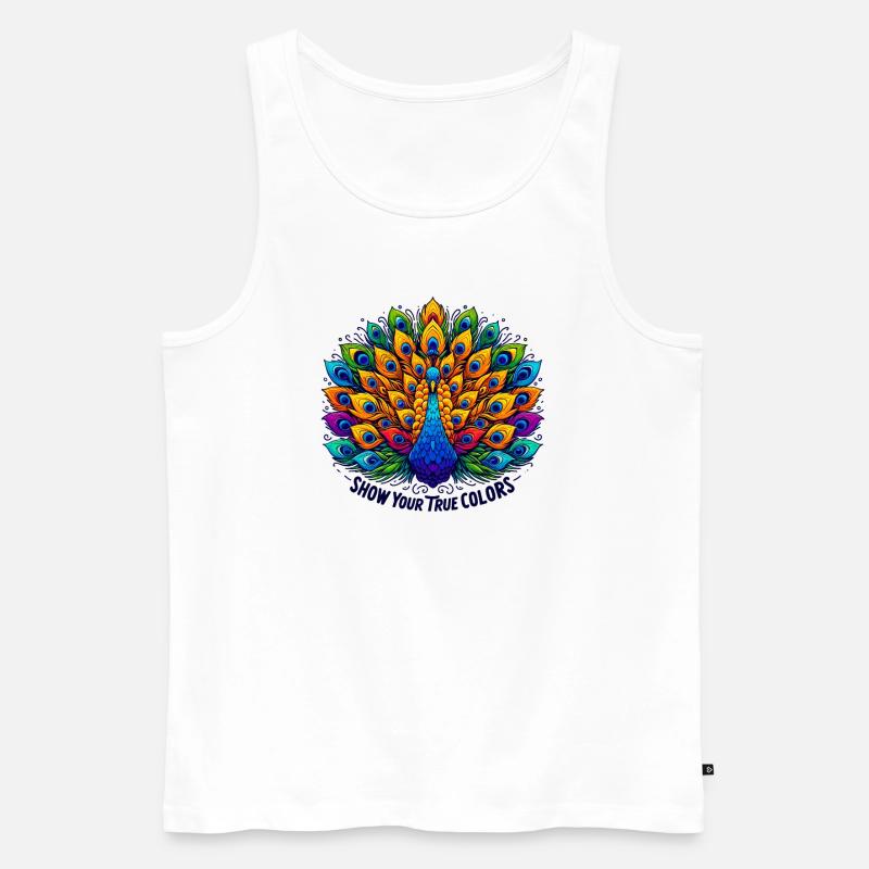 Farbenprächtiger Pfau - Männer Premium Bio Tank Top - Weiß
