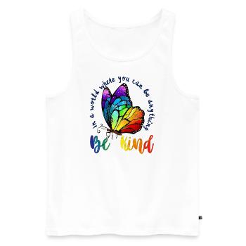 In A World Where You Can Be Anything Be Kind LGBTQ - Männer Premium Bio Tank Top - Weiß - Vorne - Michal (187cm)