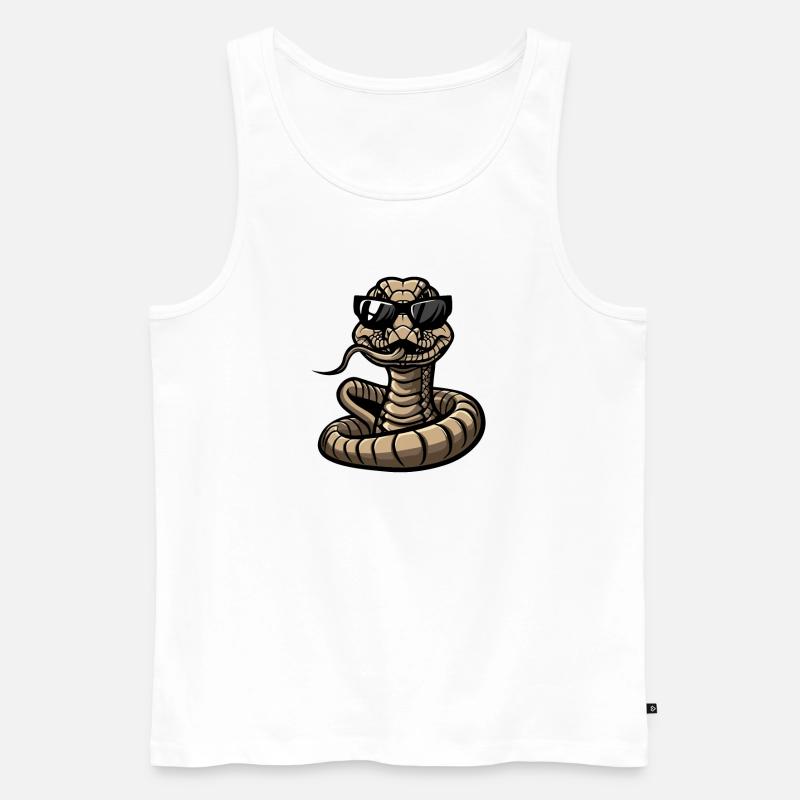 Schlange Kobra Comic Cool - Männer Premium Bio Tank Top - Weiß