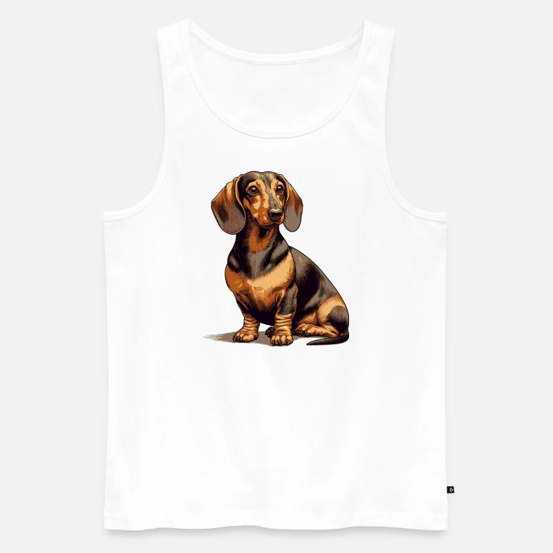 Sitzender Dackel - Männer Premium Bio Tank Top - Weiß