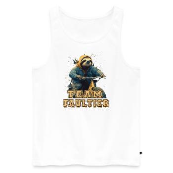 Funny Bicycle Team Sloth - Men's Premium Organic Tank Top - white - Front - Michal (187cm)