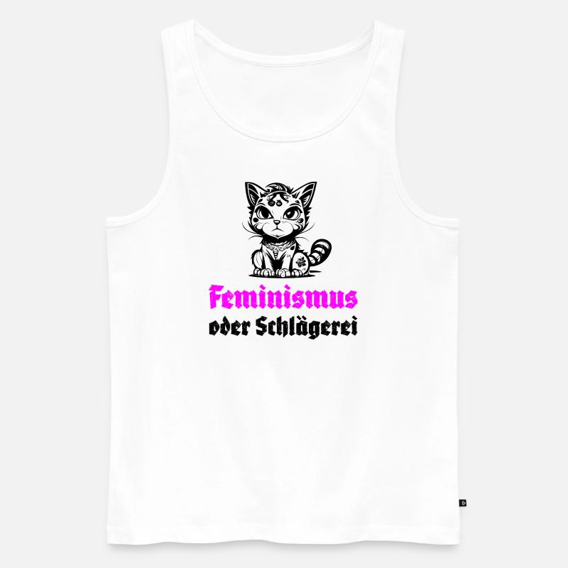 Feminismus oder Schlägerei - Männer Premium Bio Tank Top - Weiß