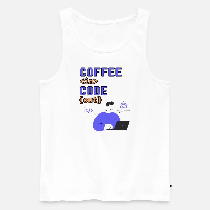 Code in. Coffe out. - Men's Premium Organic Tank Top - white