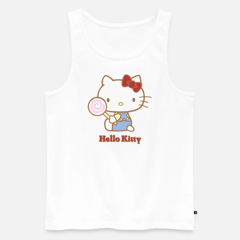 Hello Kitty Mit Einem Lollipop - Männer Premium Bio Tank Top - Weiß