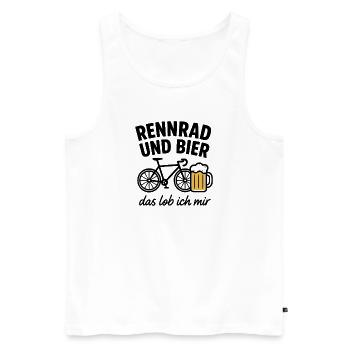 Vélo de route et bière, je me félicite - Débardeur bio Premium Homme - blanc - Devant - Michal (187cm)