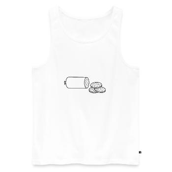 saucisse - Débardeur bio Premium Homme - blanc - Devant - AI Model Male 178 light (178cm)