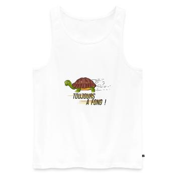 toujours a fond tortue dessin slogan humour - Débardeur bio Premium Homme - blanc - Devant - Michal (187cm)