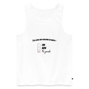 Pas du matin - Débardeur bio Premium Homme - blanc - Devant - Michal (187cm)