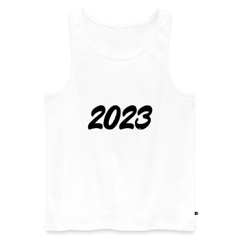 2023 - Men's Premium Organic Tank Top - white - Front - AI Model Male 178 light (178cm)