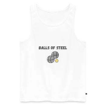 BÄLLE AUS STAHL Pétanque Petanque - Männer Premium Bio Tank Top - Weiß - Vorne - AI Model Male 178 light (178cm)