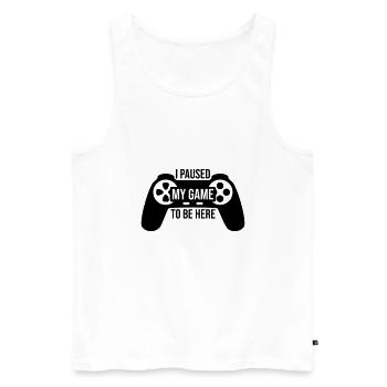 Game Paused Controller - Men's Premium Organic Tank Top - white - Front - AI Model Male 178 light (178cm)