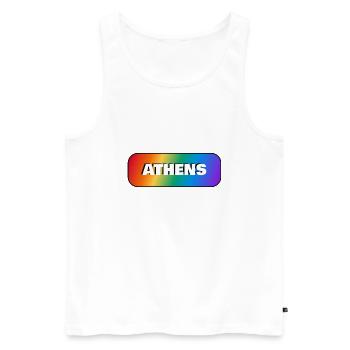 GAY PRIDE ARC-EN-CIEL D’ATHÈNES - Débardeur bio Premium Homme - blanc - Devant - Michal (187cm)