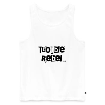 Trouble-Rebellen-Logo - Männer Premium Bio Tank Top - Weiß - Vorne - AI Model Male 178 light (178cm)