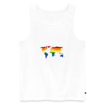 Carte du monde arc-en-ciel - Débardeur bio Premium Homme - blanc - Devant - Michal (187cm)