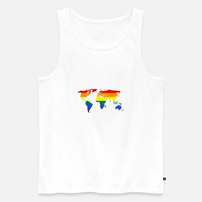 Rainbow World Map - Männer Premium Bio Tank Top - Weiß