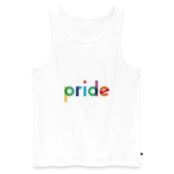Pride - Typographie arc-en-ciel - Débardeur bio Premium Homme - blanc - Devant - Michal (187cm)
