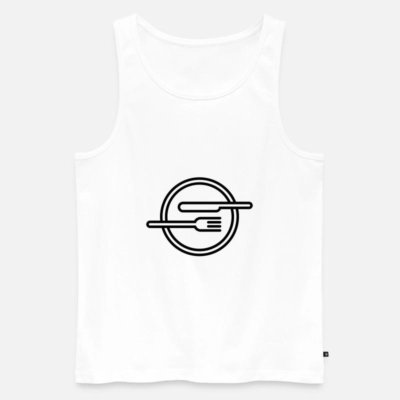 Gabel, Messser und Teller - Männer Premium Bio Tank Top - Weiß