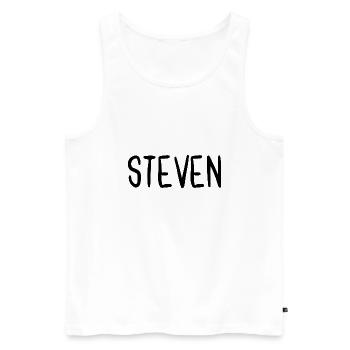 Steven Custom Name Font Text Birthday - Men's Premium Organic Tank Top - white - Front - AI Model Male 178 light (178cm)