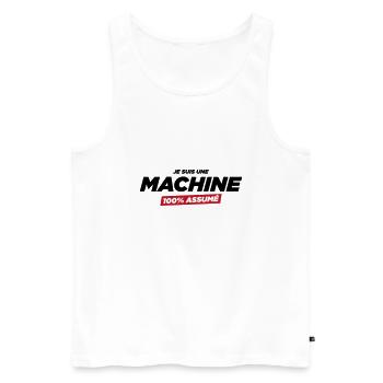 je suis une machine - Débardeur bio Premium Homme - blanc - Devant - AI Model Male 178 light (178cm)
