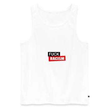 baiser le racisme contre le racisme - Débardeur bio Premium Homme - blanc - Devant - Michal (187cm)