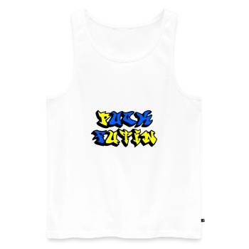 Fuck Putin - Men's Premium Organic Tank Top - white - Front - AI Model Male 178 light (178cm)