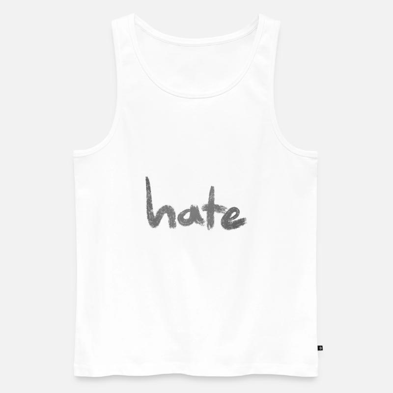 Hate Text Silver - Männer Premium Bio Tank Top - Weiß