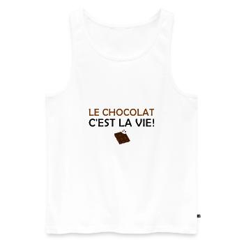 Le chocolat c'est la vie - Débardeur bio Premium Homme - blanc - Devant - Michal (187cm)