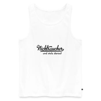 Nichtraucher - Männer Premium Bio Tank Top - Weiß - Vorne - Michal (187cm)