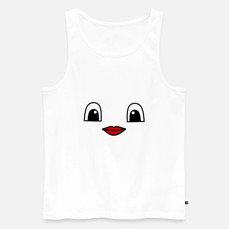 Cute face with red lips - Männer Premium Bio Tank Top - Weiß
