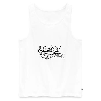 80 ans partition musicale anniversaire - Débardeur bio Premium Homme - blanc - Devant - Michal (187cm)
