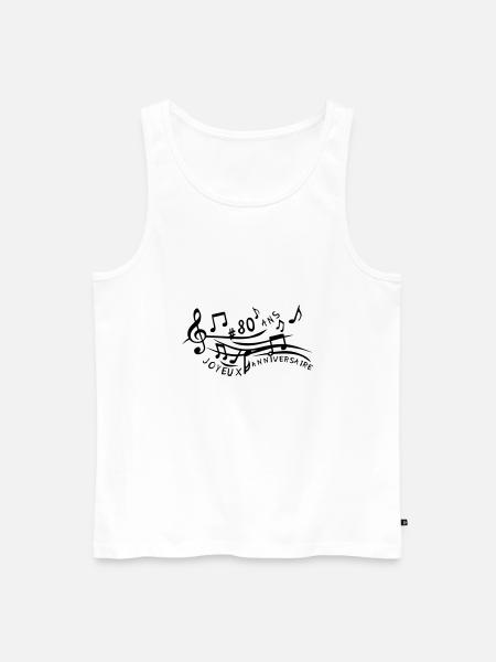 80 ans partition musicale anniversaire - Débardeur bio Premium Homme - blanc