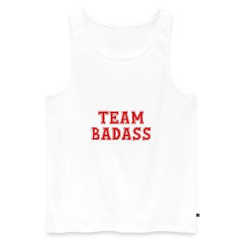 TEAM BADASS - Männer Premium Bio Tank Top - Weiß - Vorne - Michal (187cm)