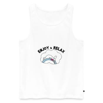 Unicorn Licorne Enjoy & Relax - Débardeur bio Premium Homme - blanc - Devant - AI Model Male 178 light (178cm)