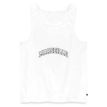 Marseille-Logo: Mediterranes College-Design - Männer Premium Bio Tank Top - Weiß - Vorne - AI Model Male 178 light (178cm)