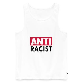 Anti Racist - Chemise de racisme ANSTI - Débardeur bio Premium Homme - blanc - Devant - AI Model Male 178 light (178cm)