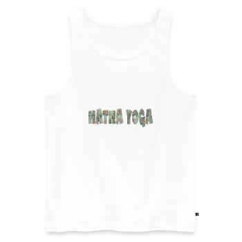 hatha yoga schriftzug e 211 - Männer Premium Bio Tank Top - Weiß - Vorne - AI Model Male 178 light (178cm)