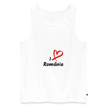 J'aime la Roumanie J'aime le coeur de Roumanie - Débardeur bio Premium Homme - blanc - Devant - Michal (187cm)