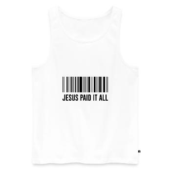 Jesus paid it all Spruch Humor Strichcode - Männer Premium Bio Tank Top - Weiß - Vorne - AI Model Male 178 light (178cm)