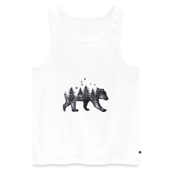 Zeichnung Bär Natur - Männer Premium Bio Tank Top - Weiß - Vorne - Michal (187cm)