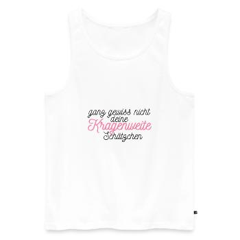 Spruch:Ganz gewiss nicht deine Kragenweite schätz - Männer Premium Bio Tank Top - Weiß - Vorne - AI Model Male 178 light (178cm)