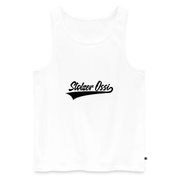 STOLZER OSSI DDR OSTEN OSTDEUTSCH - Männer Premium Bio Tank Top - Weiß - Vorne - Michal (187cm)