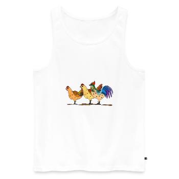 Hühner und Hahn - Männer Premium Bio Tank Top - Weiß - Vorne - Michal (187cm)