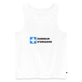 donneur d’orgasme. american pie stifler humour - Débardeur bio Premium Homme - blanc - Devant - AI Model Male 178 light (178cm)